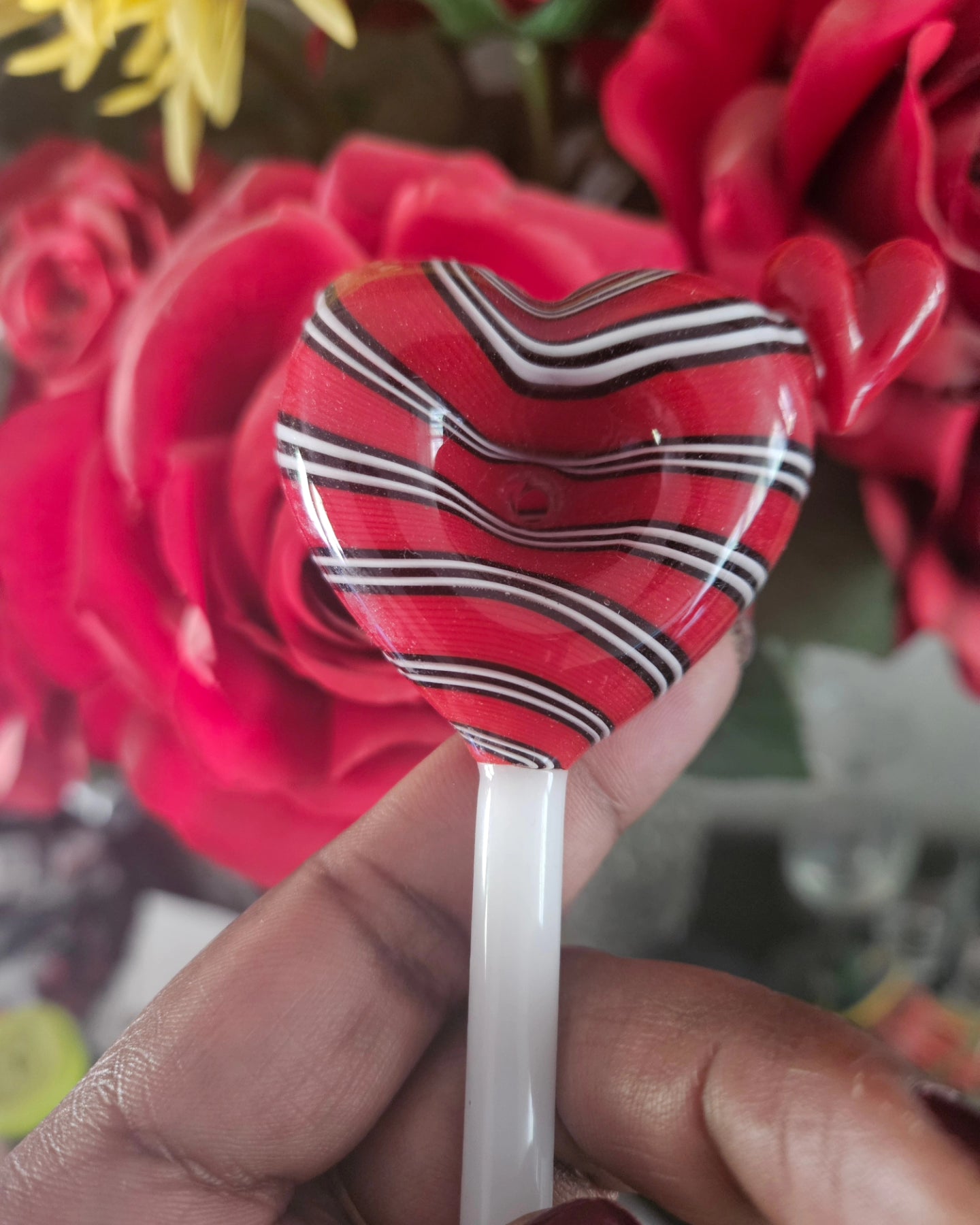 Heart Lollipop Glass Hand Pipe