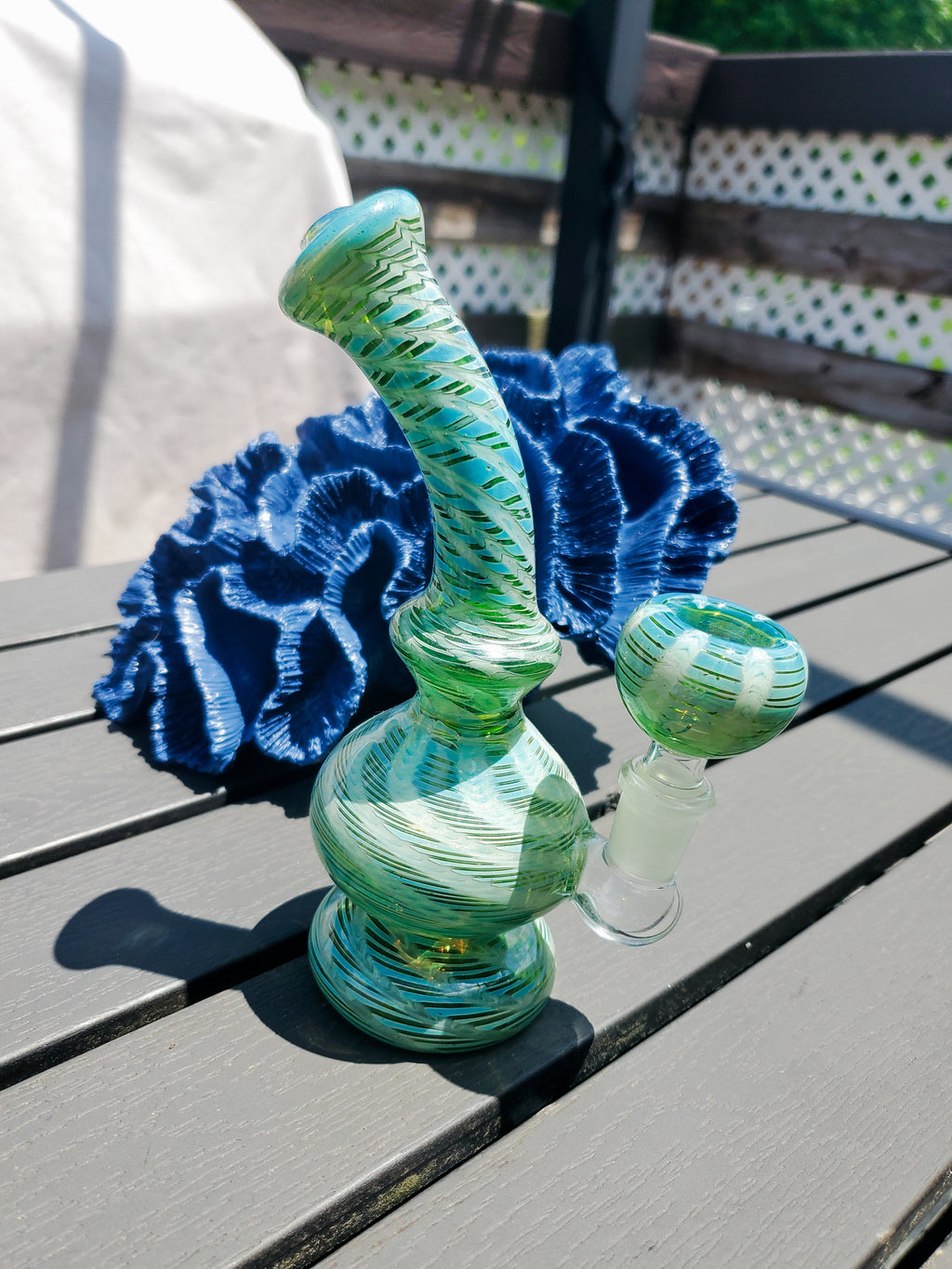 Teal Fumed Glass Water Pipe