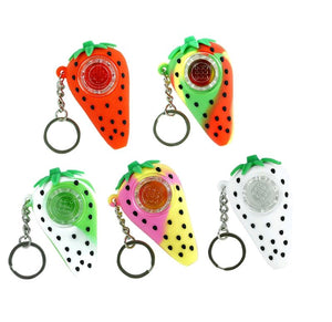 Strawberry Silicone Hand Pipe Keychain